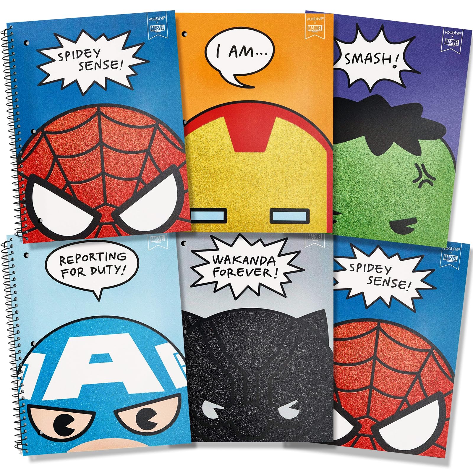マーベル　文房具　8点セット Amazon | Yoobi X Marvel College 罫線入り 8 x 10.5インチ スパイラル